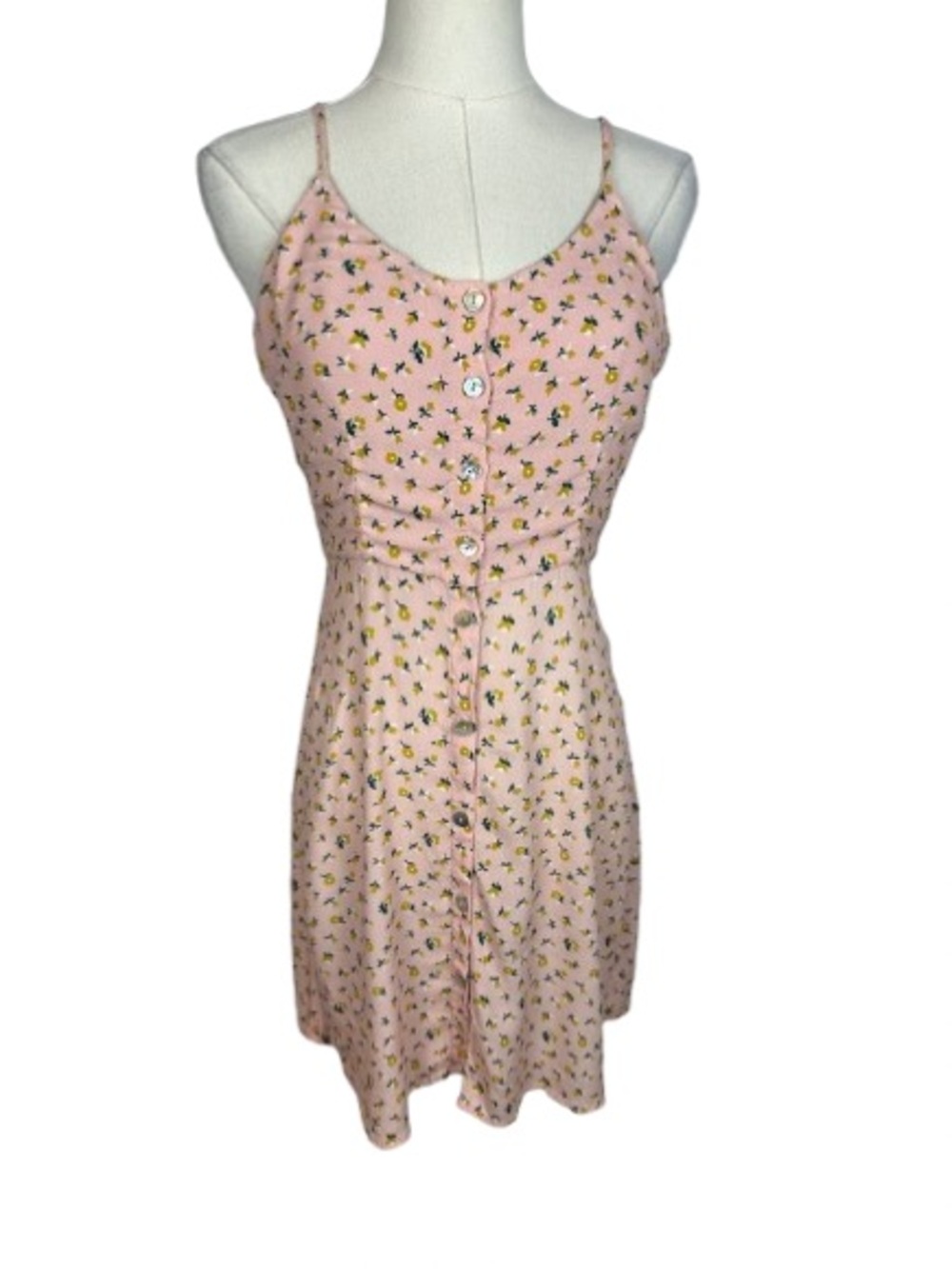 ROLLA'S Pink Floral Button-Front Mini Dress